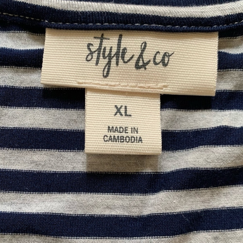 Style & Co Sleeveless Dress striped blue white XL - Picture 12 of 13
